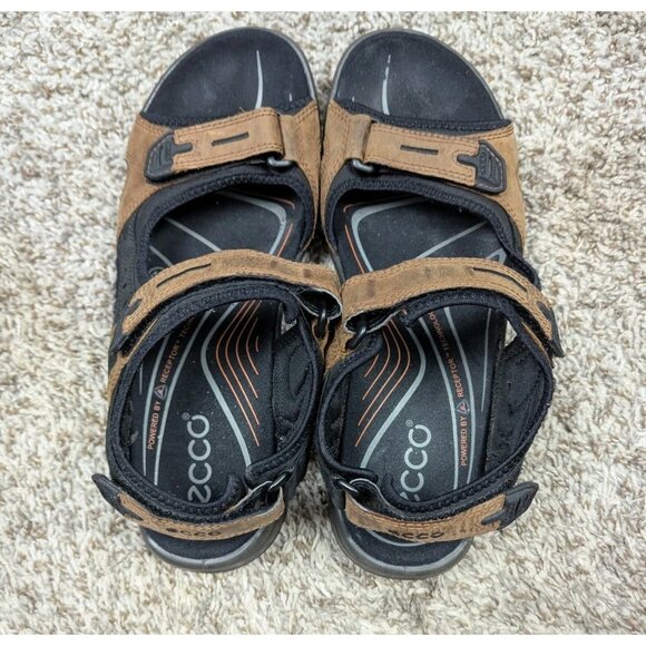 Ecco Yucatan Sandals Men\'s 46 EU 12-12.5 US Brown Black Leather Strap Outdoor main image 6